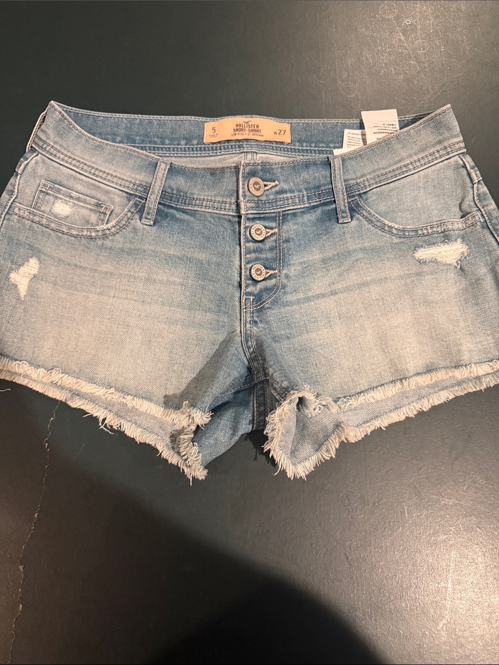 Hollister Light Blue Distressed Denim Cutoff Shorts